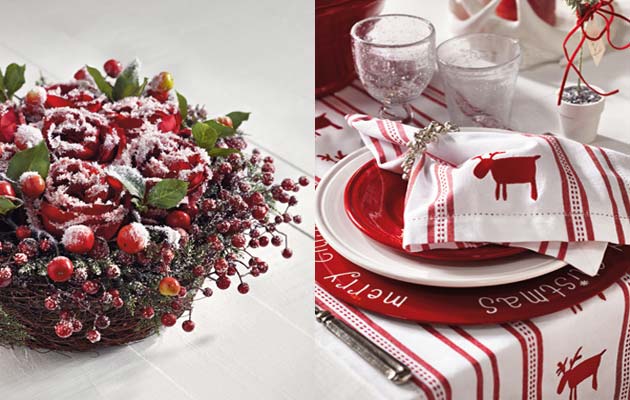 Χριστουγεννιάτικο τραπέζι άσπρο-κόκκινο